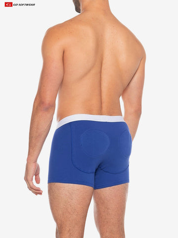 boost padded butt boxer brief,  side profile view, color royal