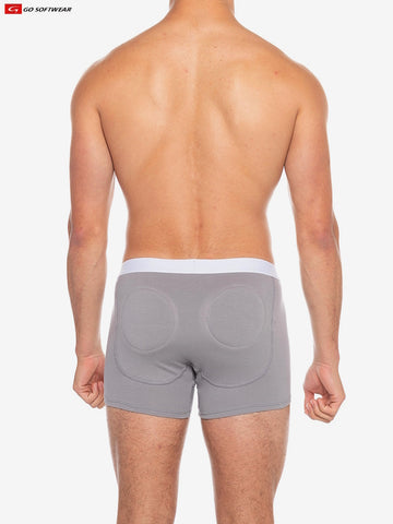 boost padded butt boxer brief, full back view, color pewter