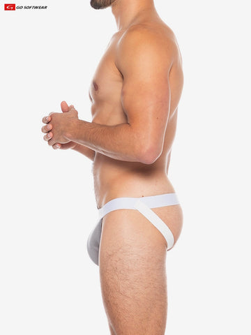 boost padded jockstrap, side view, color pewter