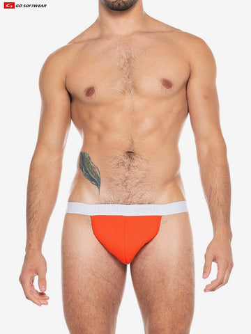 boost padded jockstrap, front view, color mandarin